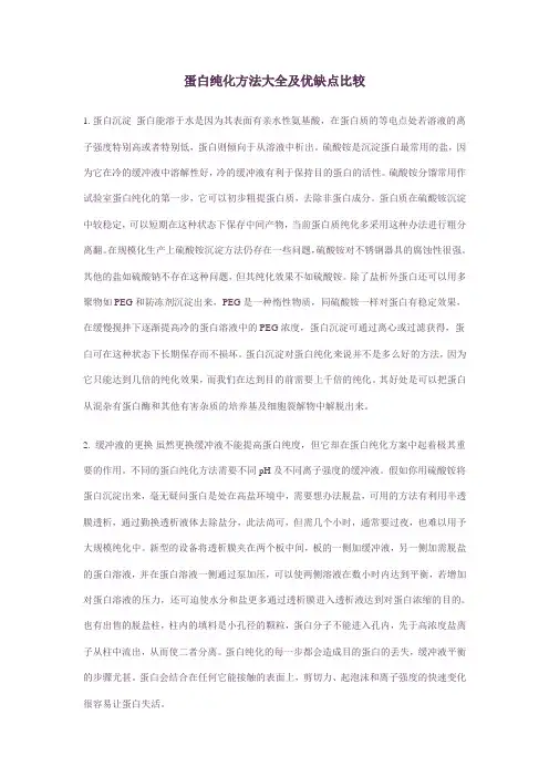蛋白纯化方法大全及优缺点比较 