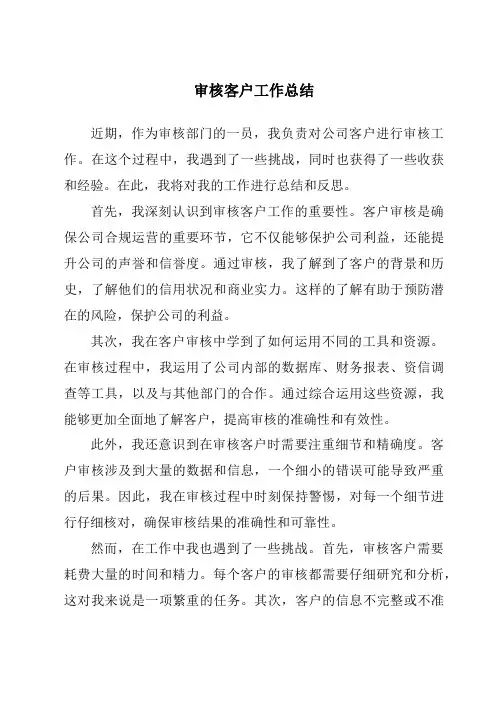 审核客户工作总结