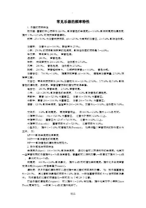 常见乐器的频率特性