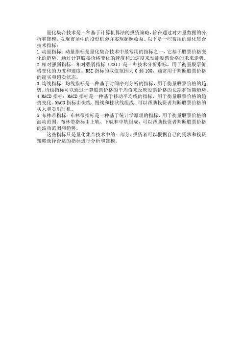 量化集合技术指标