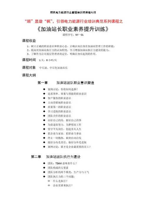 顾枫电力能源行业管理培训师课程大纲