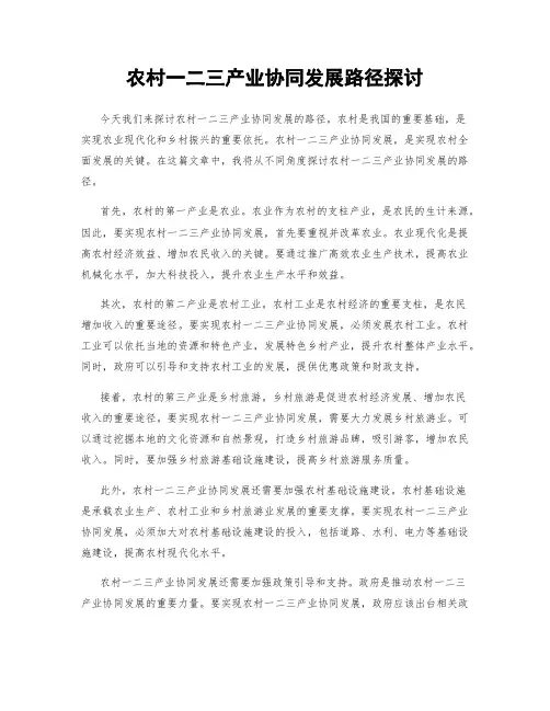 农村一二三产业协同发展路径探讨