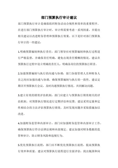 部门预算执行审计建议