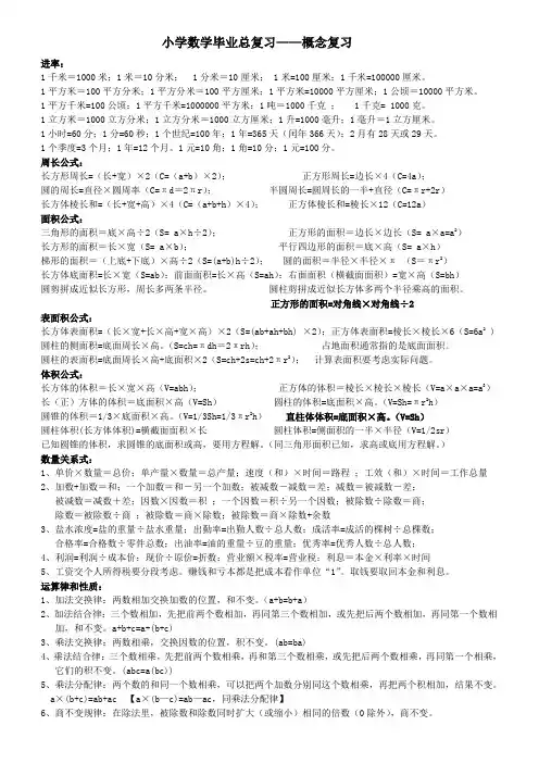 小学概念公式大全