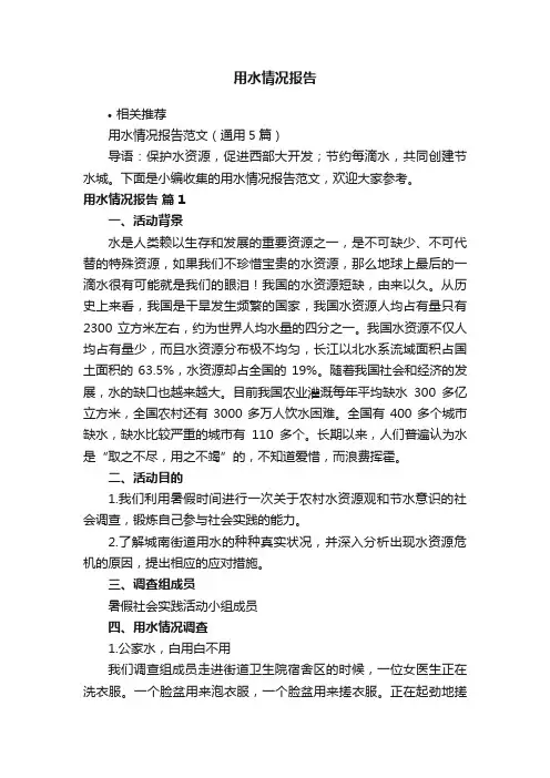 用水情况报告