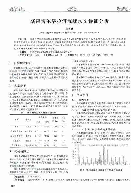 新疆博尔塔拉河流域水文特征分析