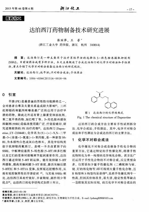 达泊西汀药物制备技术研究进展