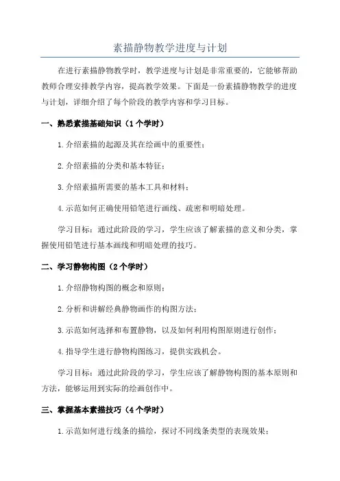 素描静物教学进度与计划