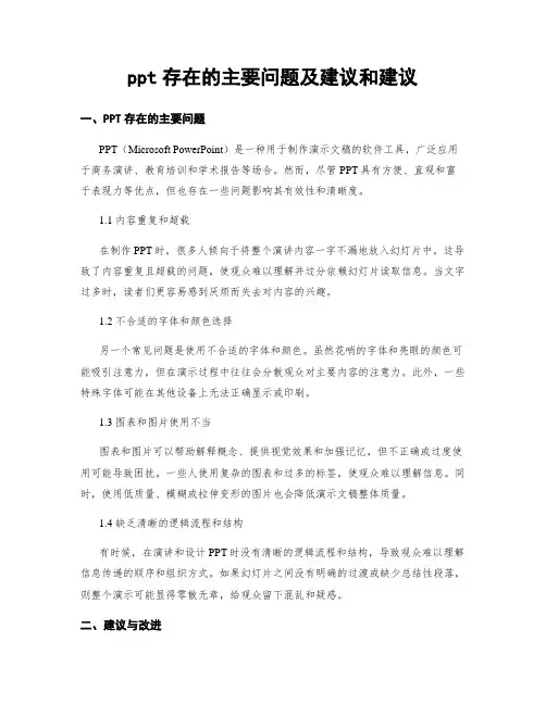 ppt存在的主要问题及建议和建议
