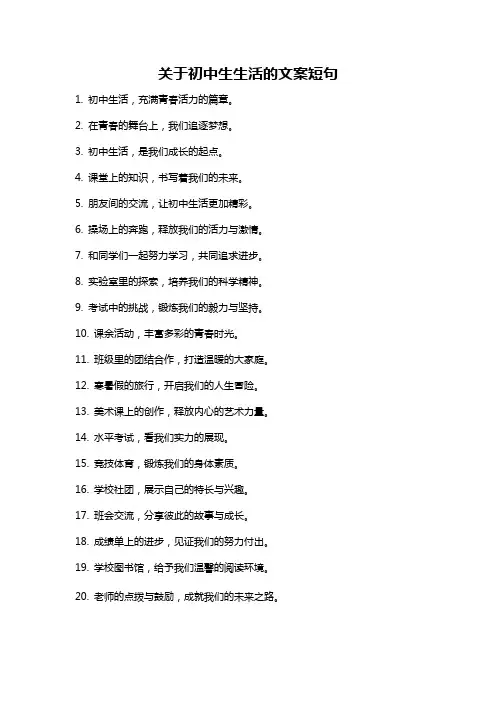 关于初中生生活的文案短句
