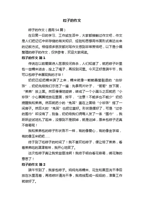粽子的作文（通用54篇）