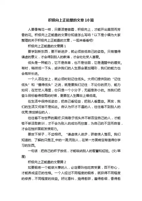 积极向上正能量的文章10篇