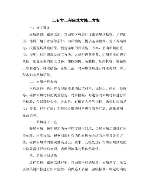 土石方工程回填方施工方案