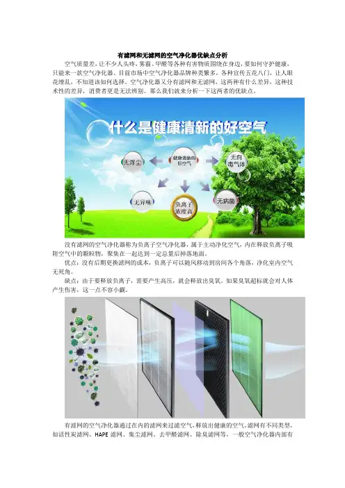 有滤网和无虑网的空气净化器优缺点分析
