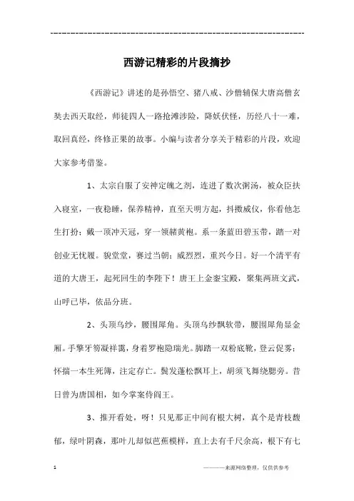 西游记精彩的片段摘抄