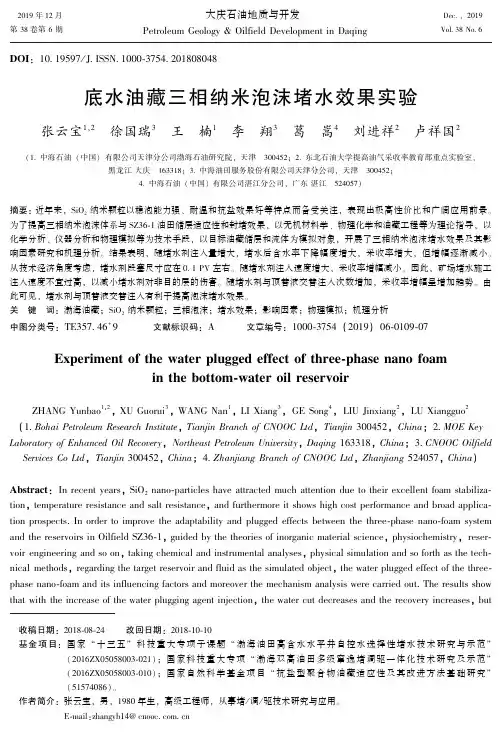 底水油藏三相纳米泡沫堵水效果实验