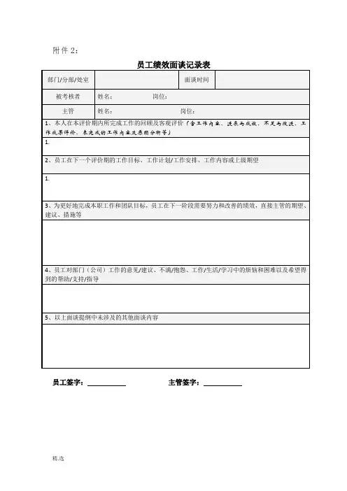 员工绩效面谈记录表(可修改).doc