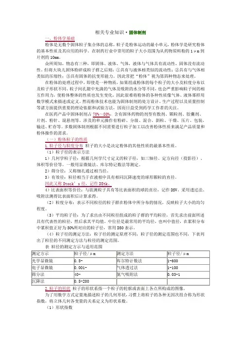 相关专业知识·固体制剂