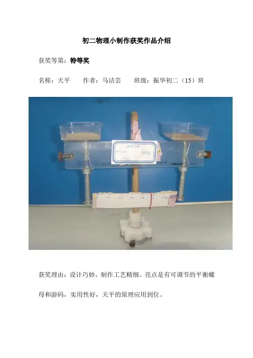 初二物理小制作获奖作品介绍