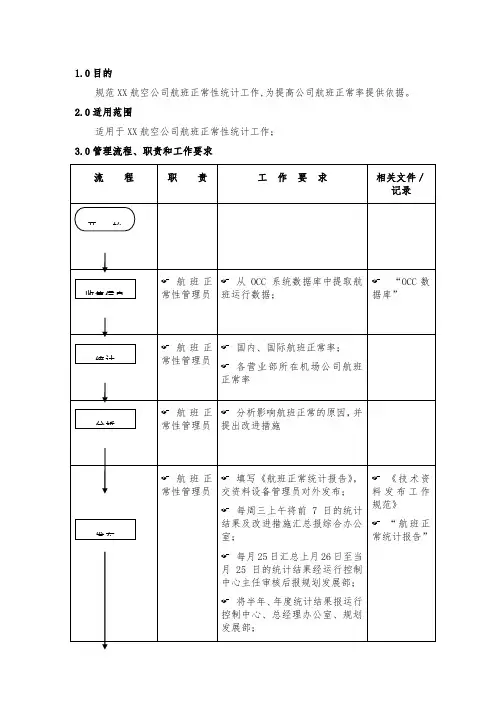航班正常性统计工作规范