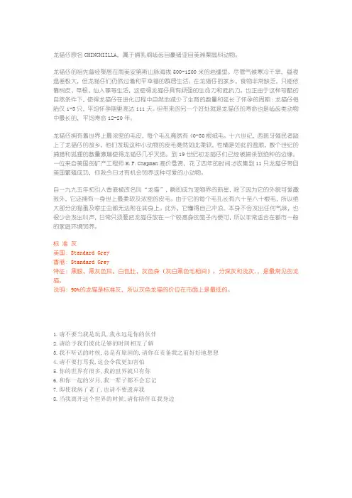 龙猫简介和饲养指南