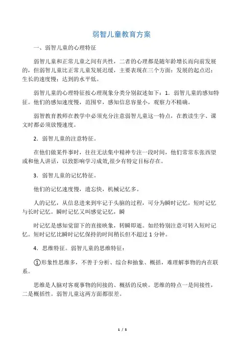弱智儿童教育方案