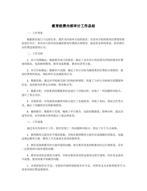 教育经费内部审计工作总结