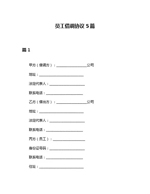 员工借调协议5篇