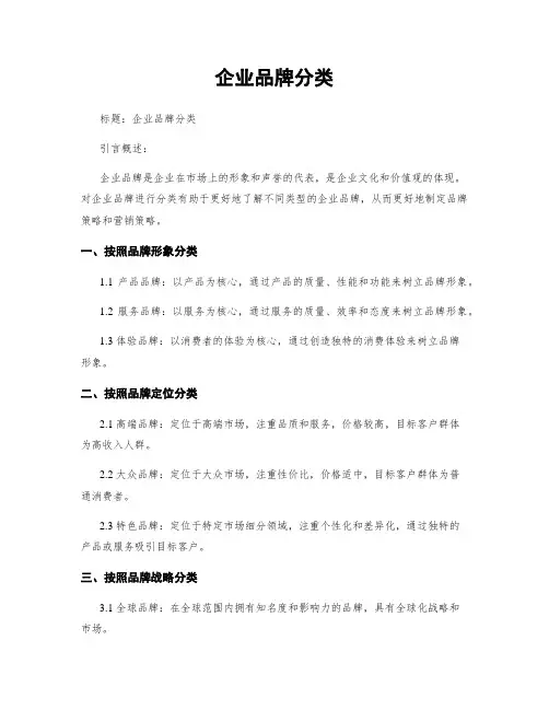 企业品牌分类