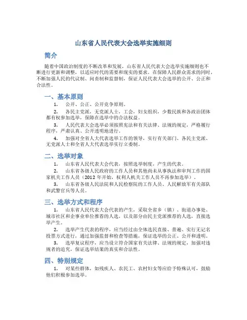 山东省人民代表大会选举实施细则