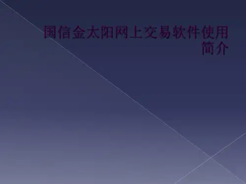 国信金太阳网上交易软件使用简介