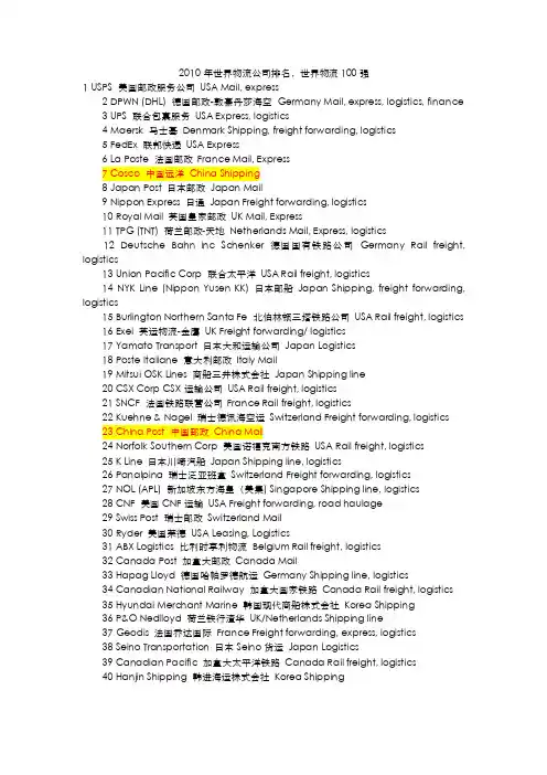 物流公司500强