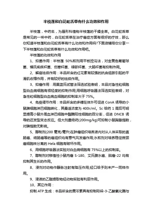 半枝莲和白花蛇舌草有什么功效和作用