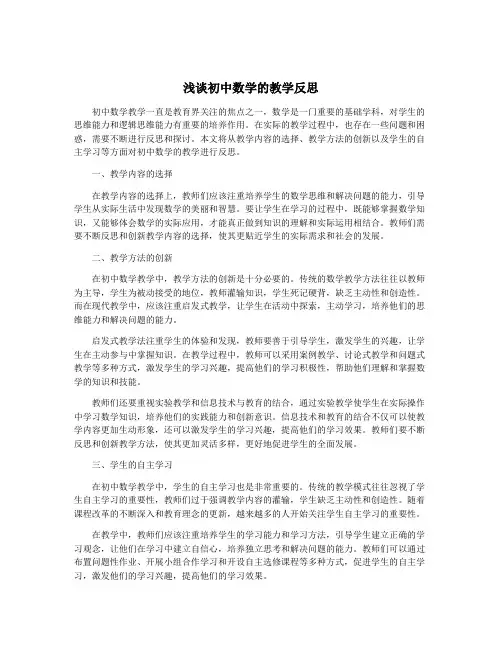 浅谈初中数学的教学反思