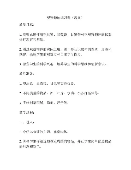 观察物体练习课(教案)