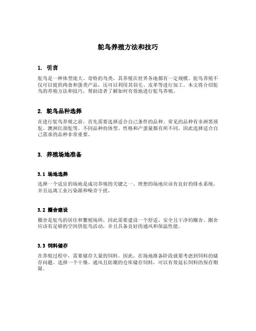 鸵鸟养殖方法和技巧