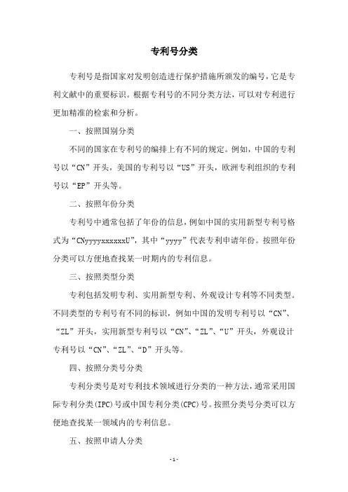 专利号分类