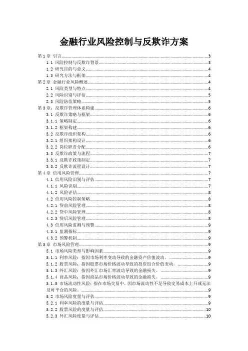 金融行业风险控制与反欺诈方案