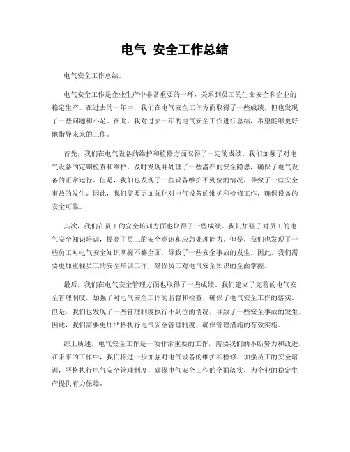 电气 安全工作总结