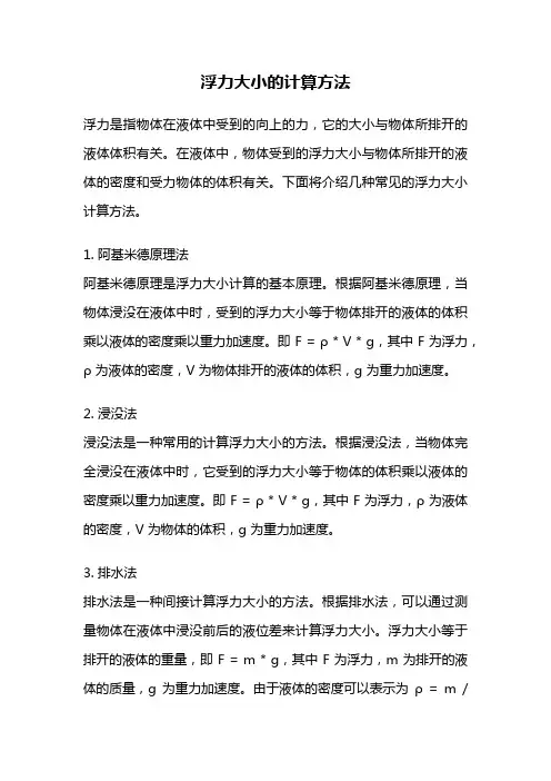 浮力大小的计算方法
