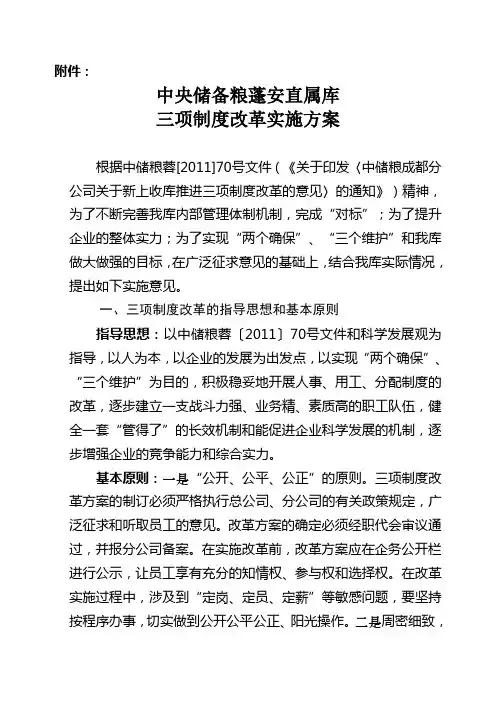 项制度改革实施方案修改稿