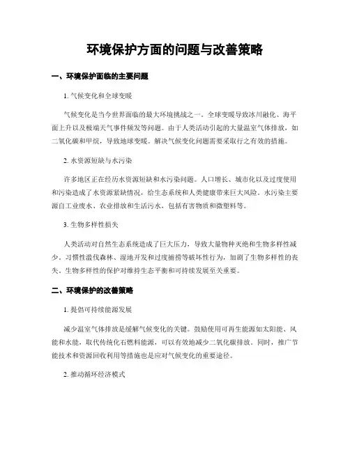 环境保护方面的问题与改善策略