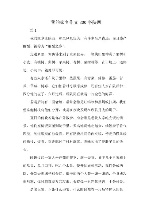 我的家乡作文800字陕西