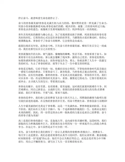 奋斗的青春最美丽作文议论文