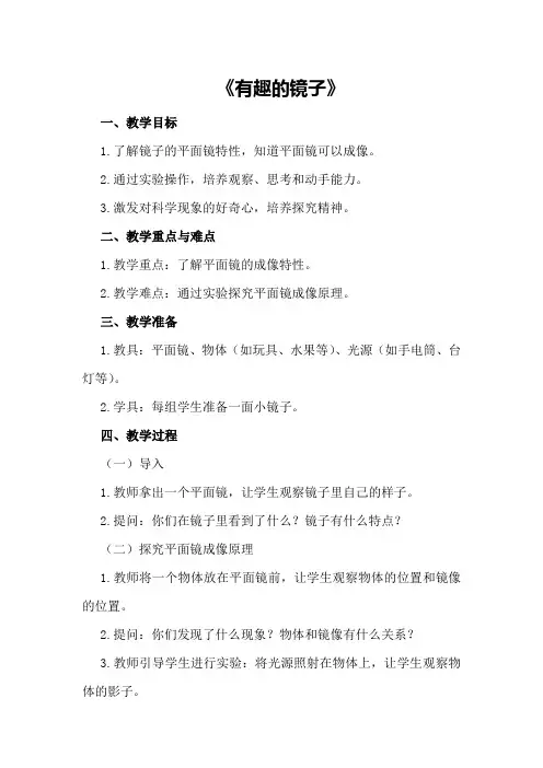 大班科学活动教案及教学反思《有趣的镜子》