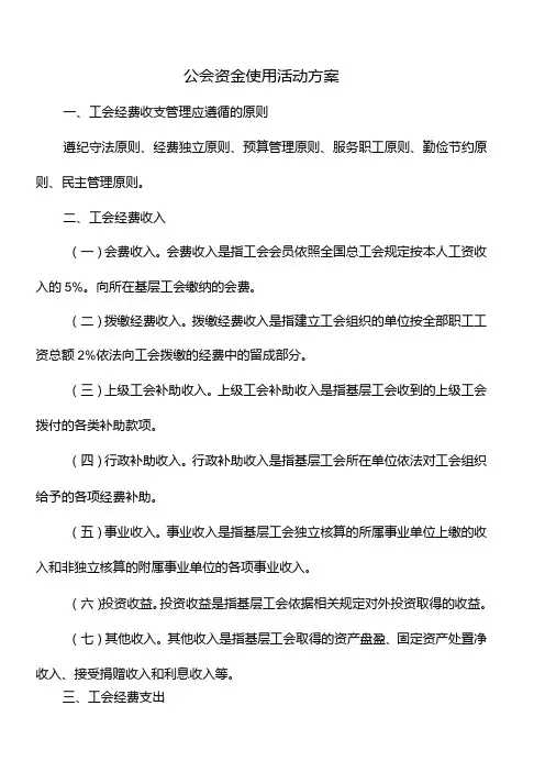 公会资金使用活动方案