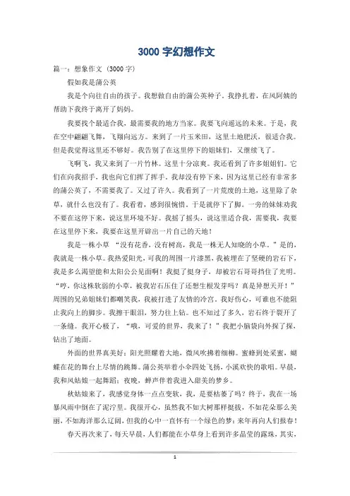 3000字幻想作文
