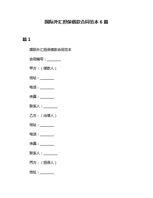 国际外汇担保借款合同范本6篇