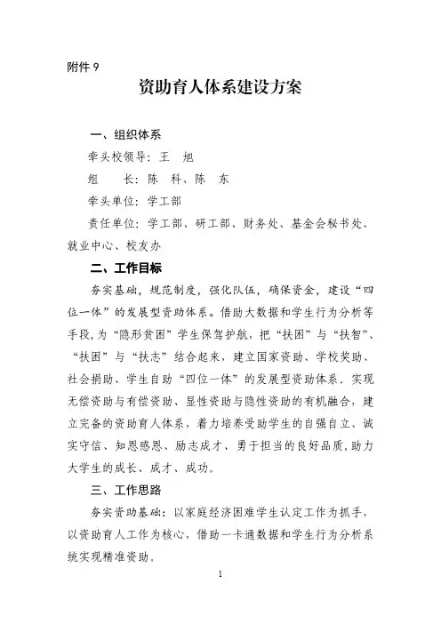 资助育人体系建设方案
