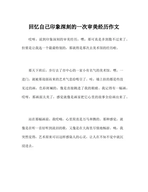 回忆自己印象深刻的一次审美经历作文